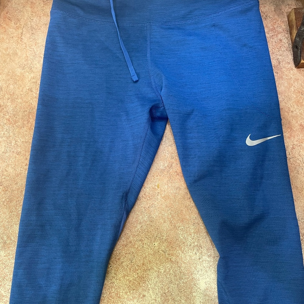Nike woman's FAST mid rise crop running leggings Obsidian royal/ heather